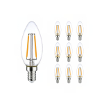 Lot 10x LED E14 Bougie Filament Claire 2.5W 250lm - 827 | Dimmable - Remplacement 25W